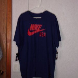 The Nike Tee (New with Tags) Mens Blue with Red Emblem, Short Sleeve  XXL
